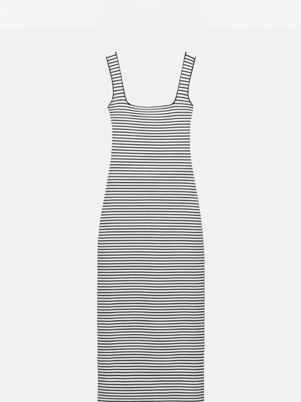 Zara Black and White Striped Bodycon Maxi Dress Scoop Neck size small